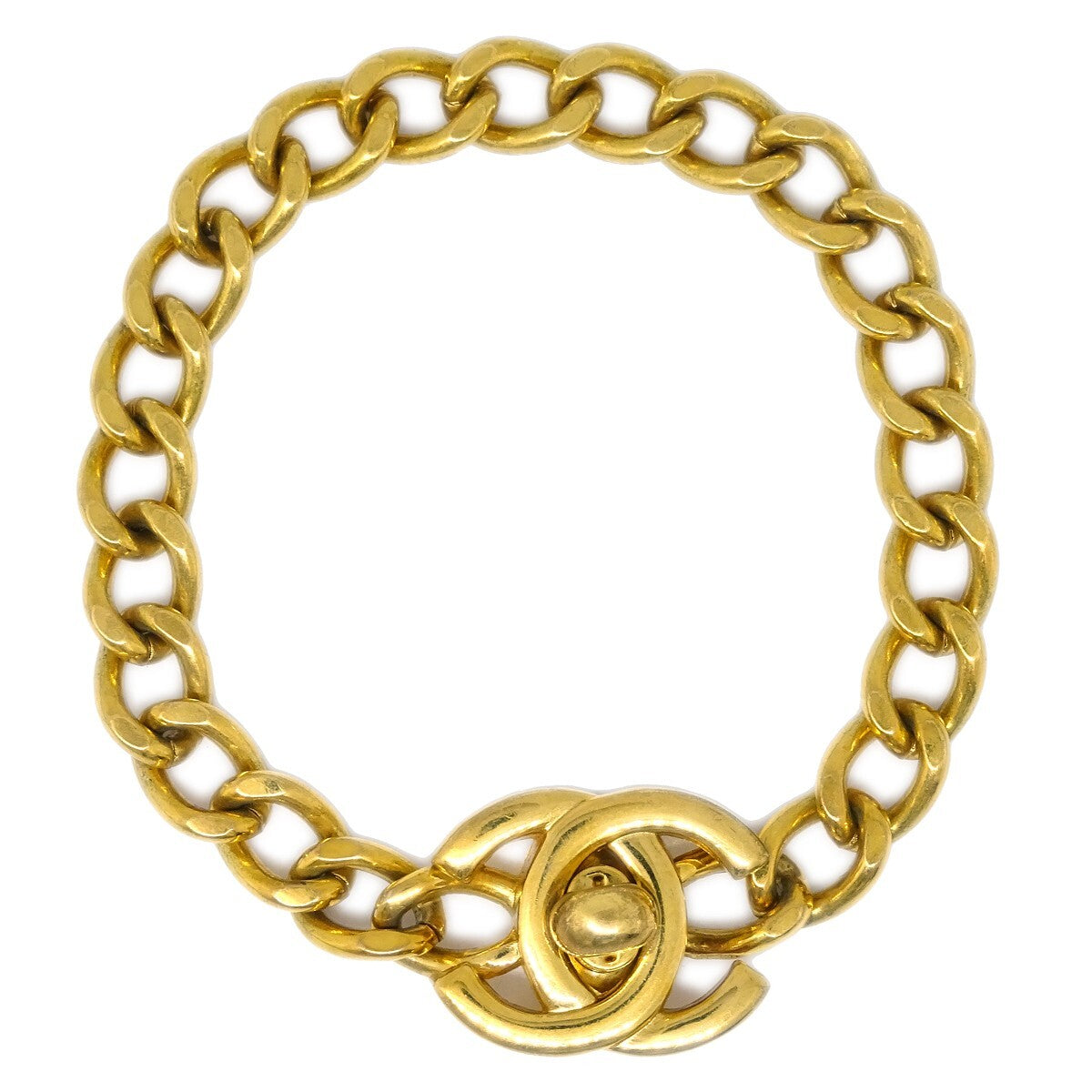 Chanel Vintage Cc Turnlock Chain Bracelet Metal Gold Gold_Plated Bracelet Jewelry