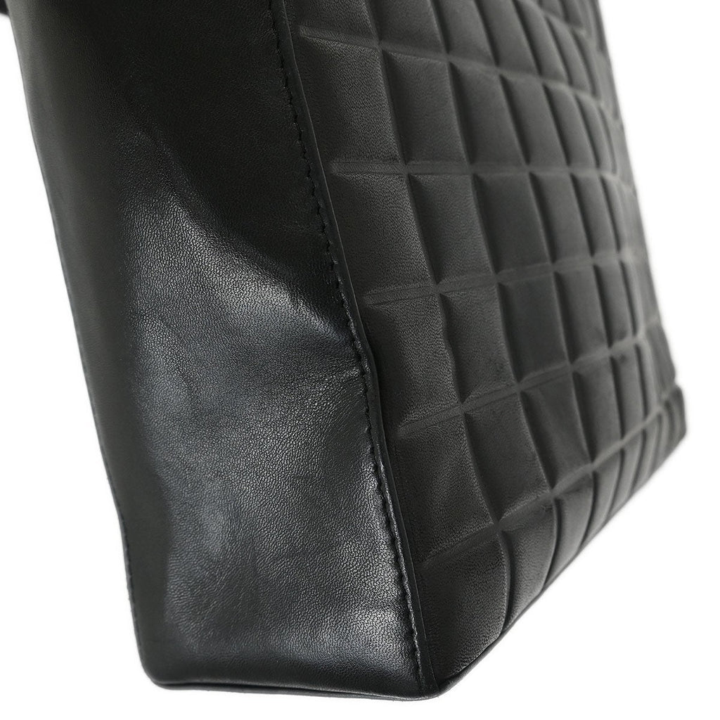 Chanel Chocolate Bar Cc Tote Quilted Leather Black Leather Tote Bag Bag