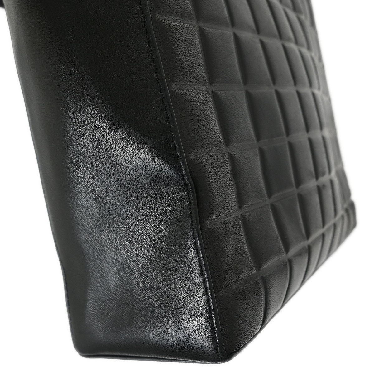 Chanel Chocolate Bar Cc Tote Quilted Leather Black Leather Tote Bag Bag