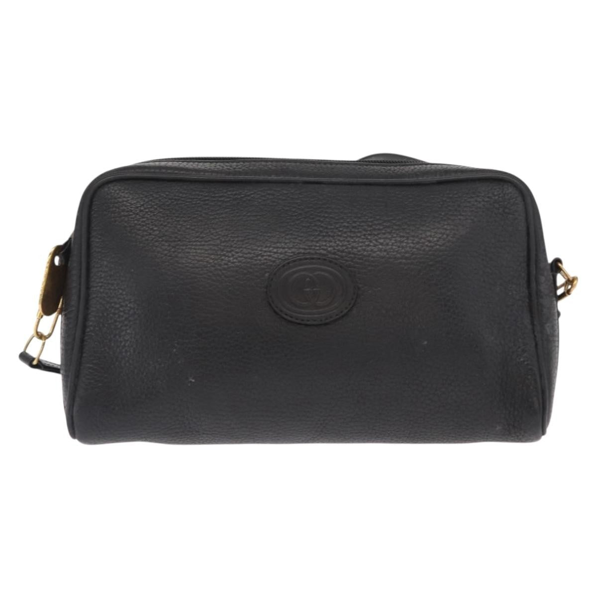 Gucci Vintage Shoulder Bag Leather Black Leather Shoulder Bag Bag (Pre-Owned)