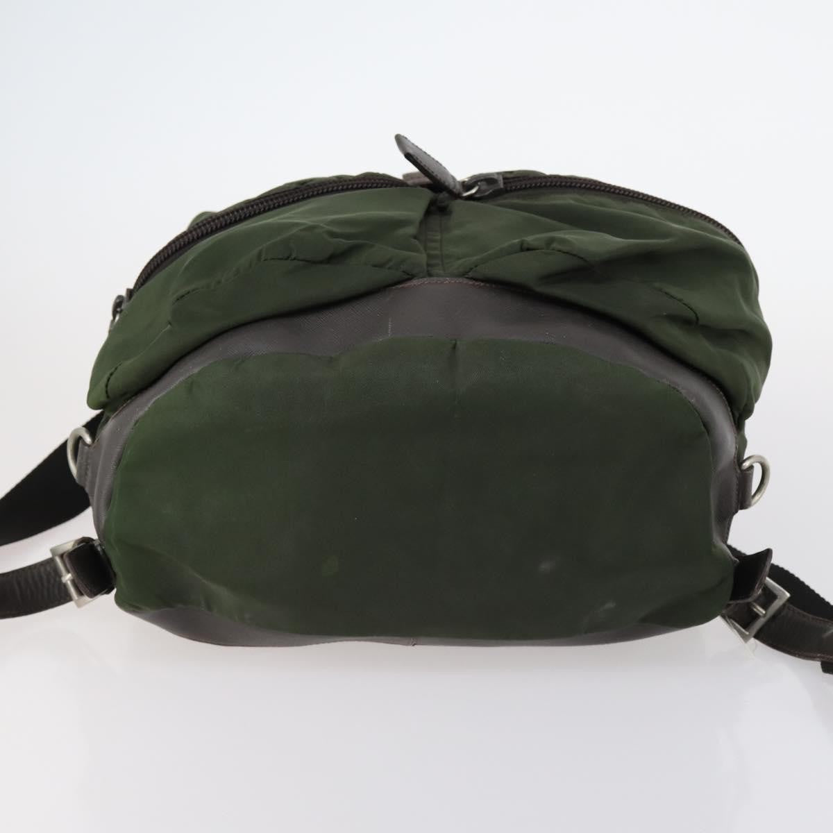 Prada Double Front Pocket Backpack Tessuto Khaki Nylon Backpack Bag
