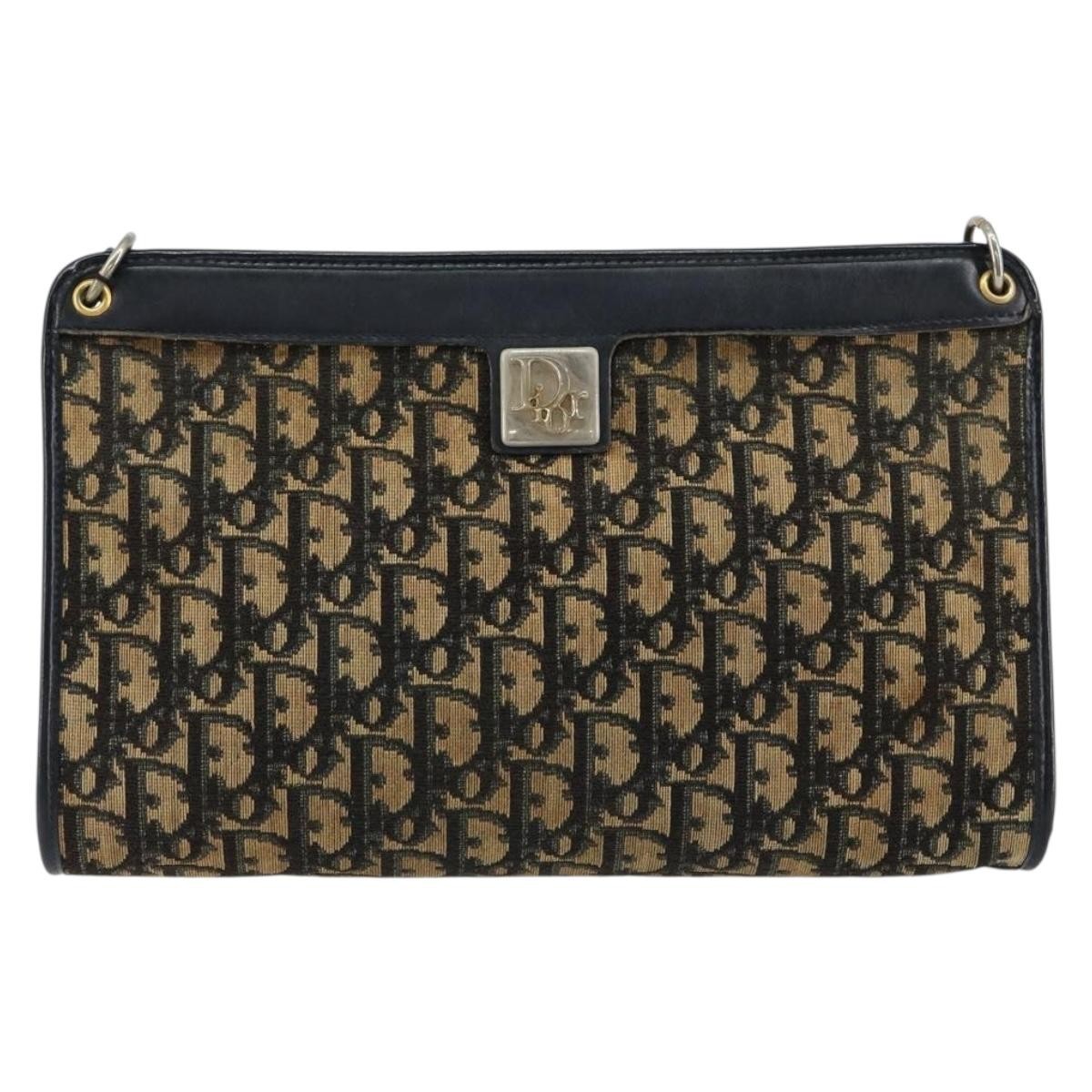 Christian Dior Vintage Trotter Shoulder Bag Canvas Navy Canvas Shoulder Bag Bag (Pre-Owned)