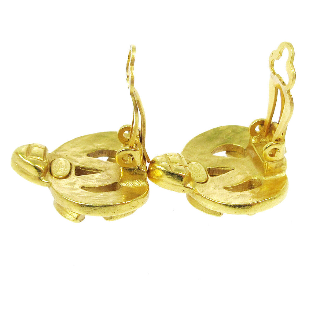 Chanel Cc Logo Heart Gold-Plated Gold Gold_Plated Earrings Jewelry