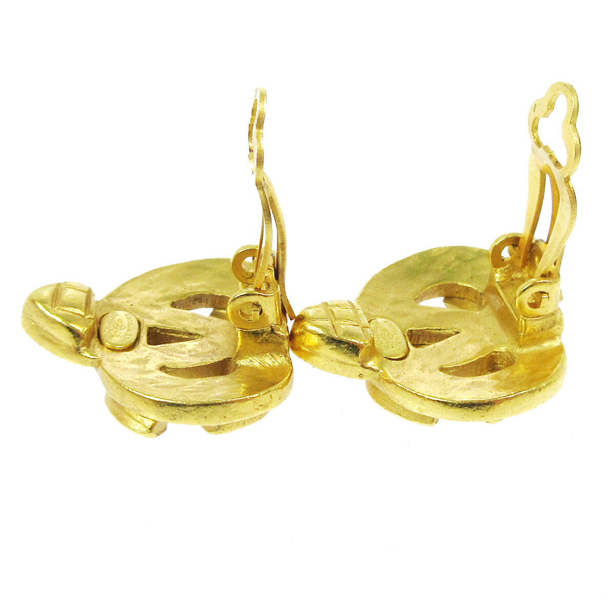 Chanel Cc Logo Heart Gold-Plated Gold Gold_Plated Earrings Jewelry