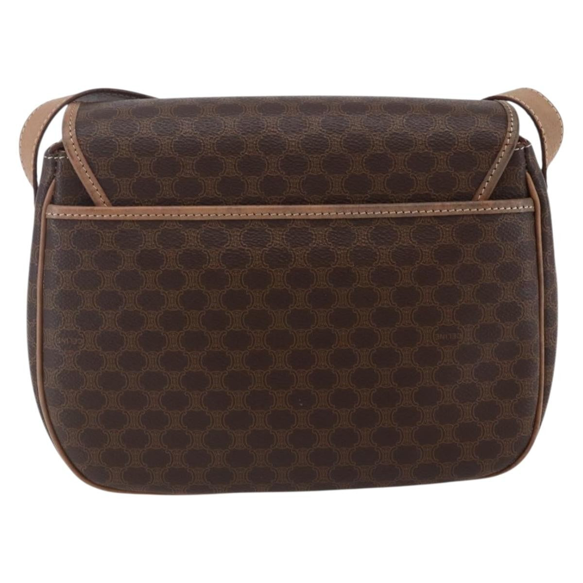 Celine Macadam Shoulder Bag Pvc Leather Brown Canvas Shoulder Bag Bag