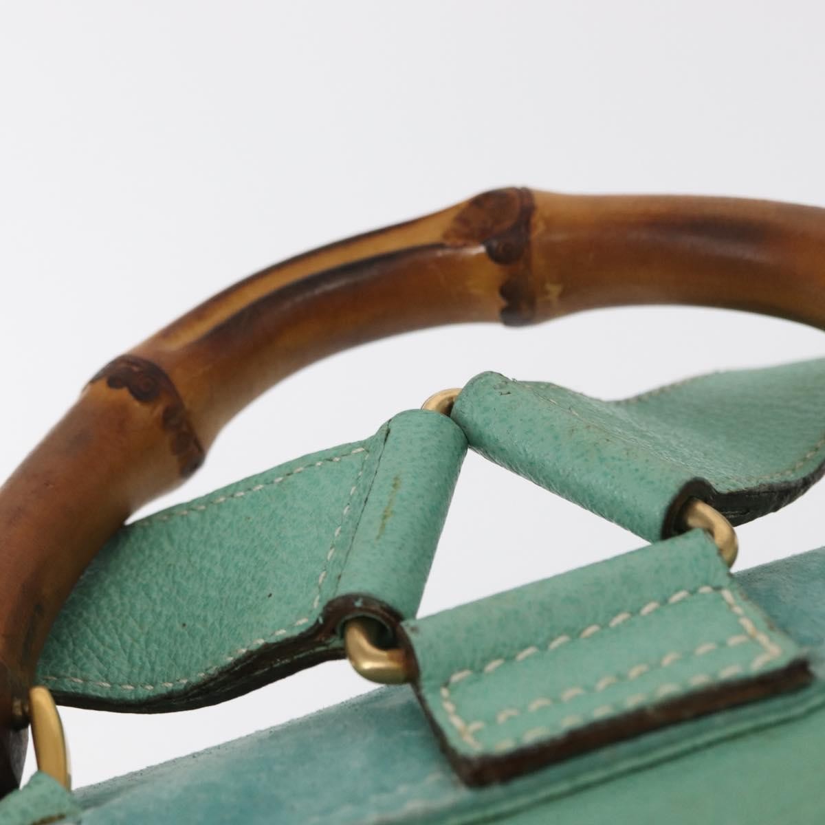 Gucci Vintage Bamboo Backpack Suede Green Suede Backpack Bag (Pre-Owned)