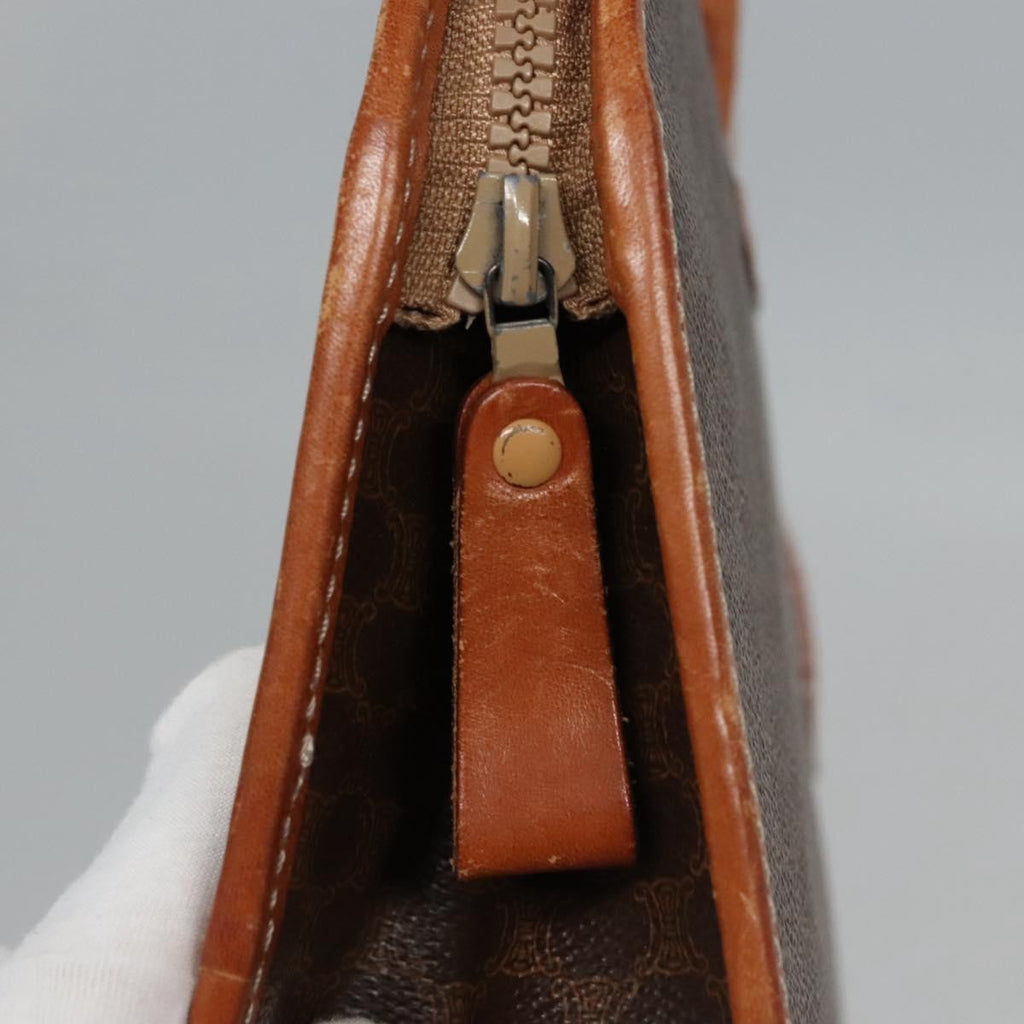 Celine Macadam Briefcase Canvas And Leather Brown Canvas Briefcase Bag