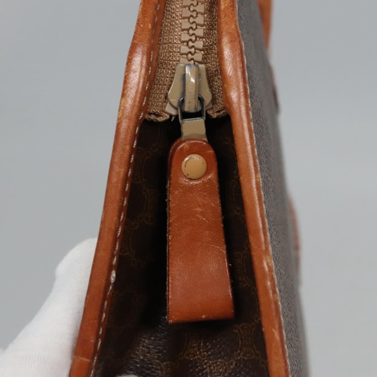 Celine Macadam Briefcase Canvas And Leather Brown Canvas Briefcase Bag