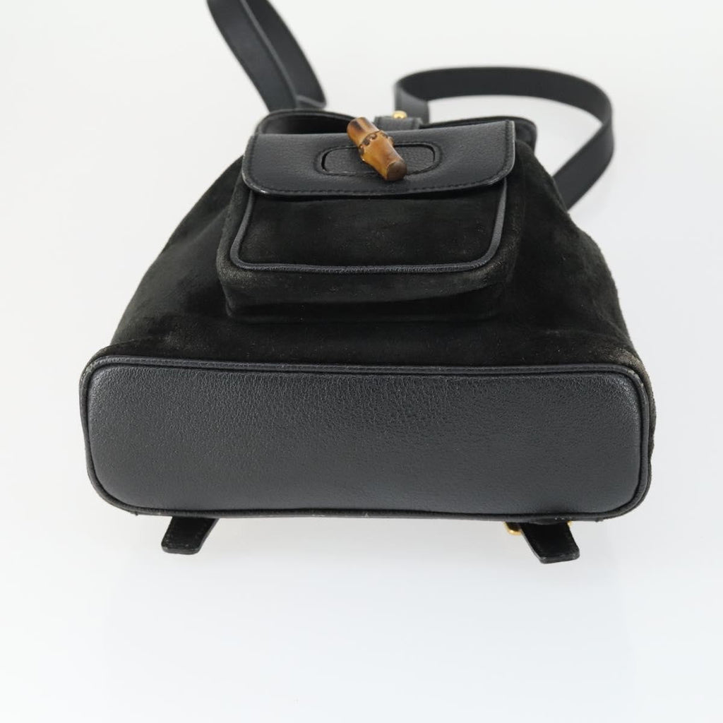 Gucci Gucci Bamboo Backpack Daim Black Suede Backpack Bag (Pre-Owned)