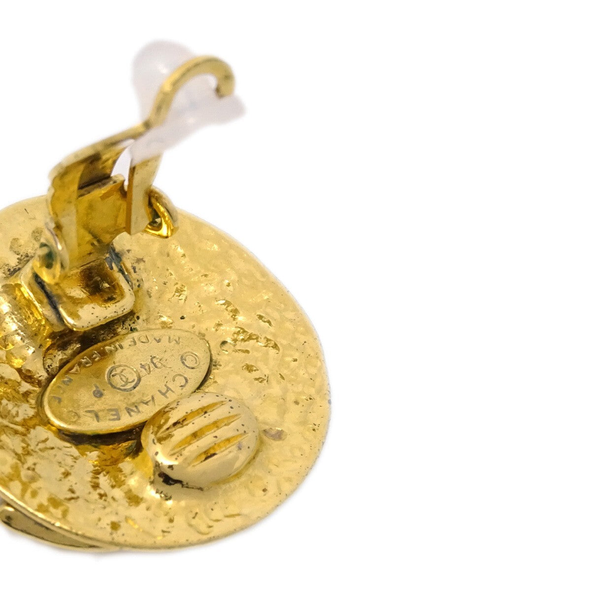 Chanel Vintage Cc Round Clip-On Earrings Metal Gold Gold_Plated Earrings Jewelry