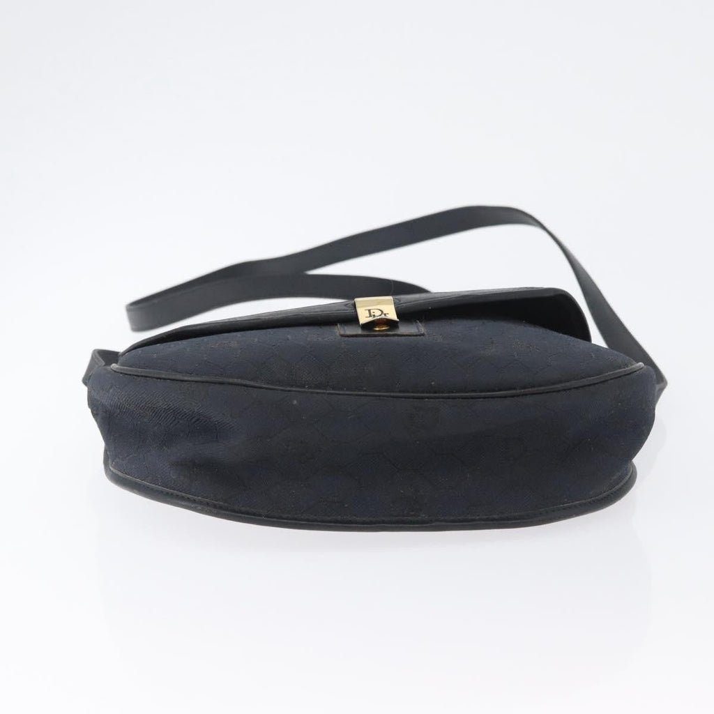 Christian Dior Vintage Honeycomb Flap Crossbody Bag Canvas And Leather Black Canvas Shoulder Bag Bag (Pre-Owned)