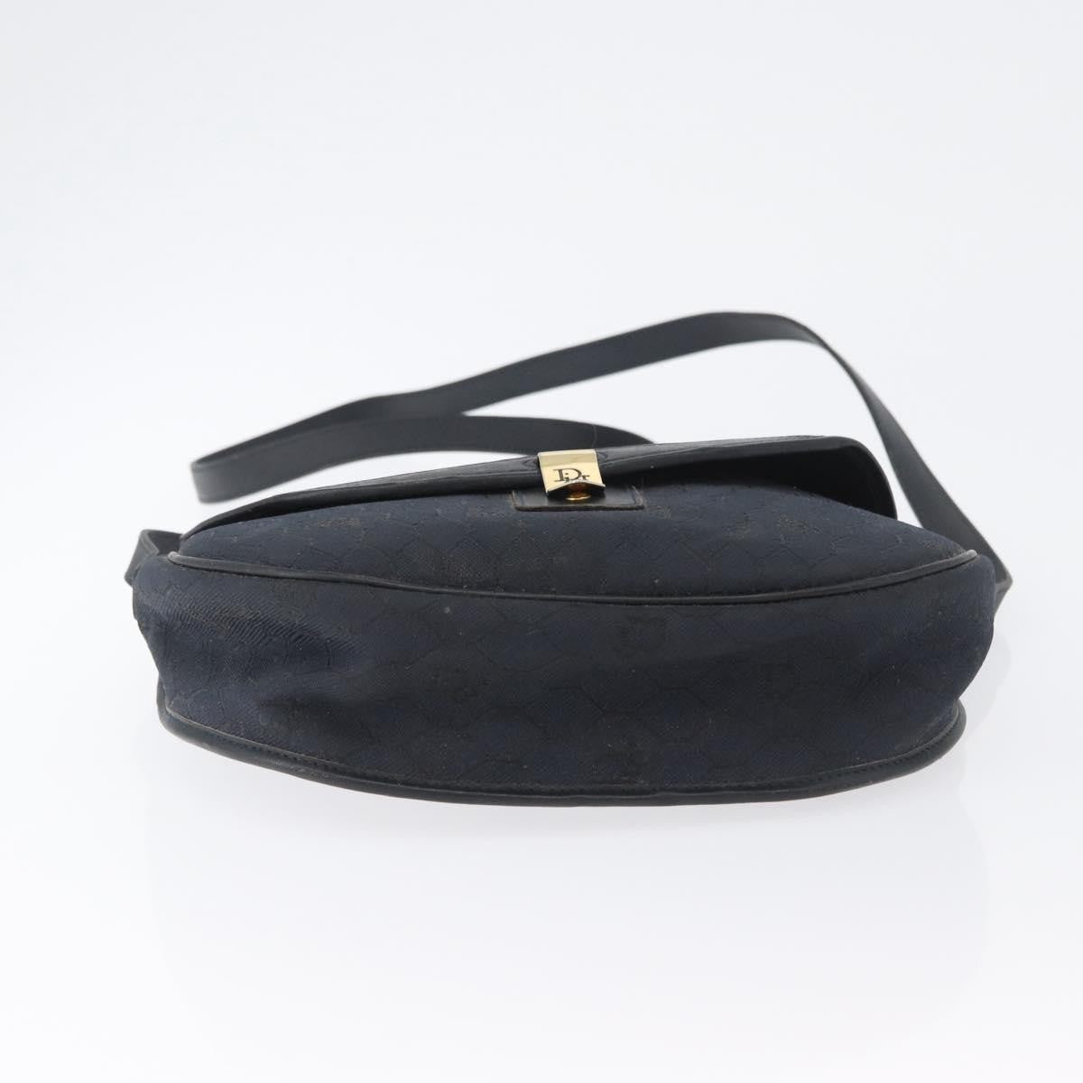 Christian Dior Vintage Honeycomb Flap Crossbody Bag Canvas And Leather Black Canvas Shoulder Bag Bag (Pre-Owned)