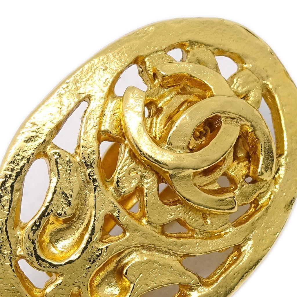 Chanel Cc Oval Tag Drop Hoop Earrings Metal Gold Gold_Plated Earrings Jewelry