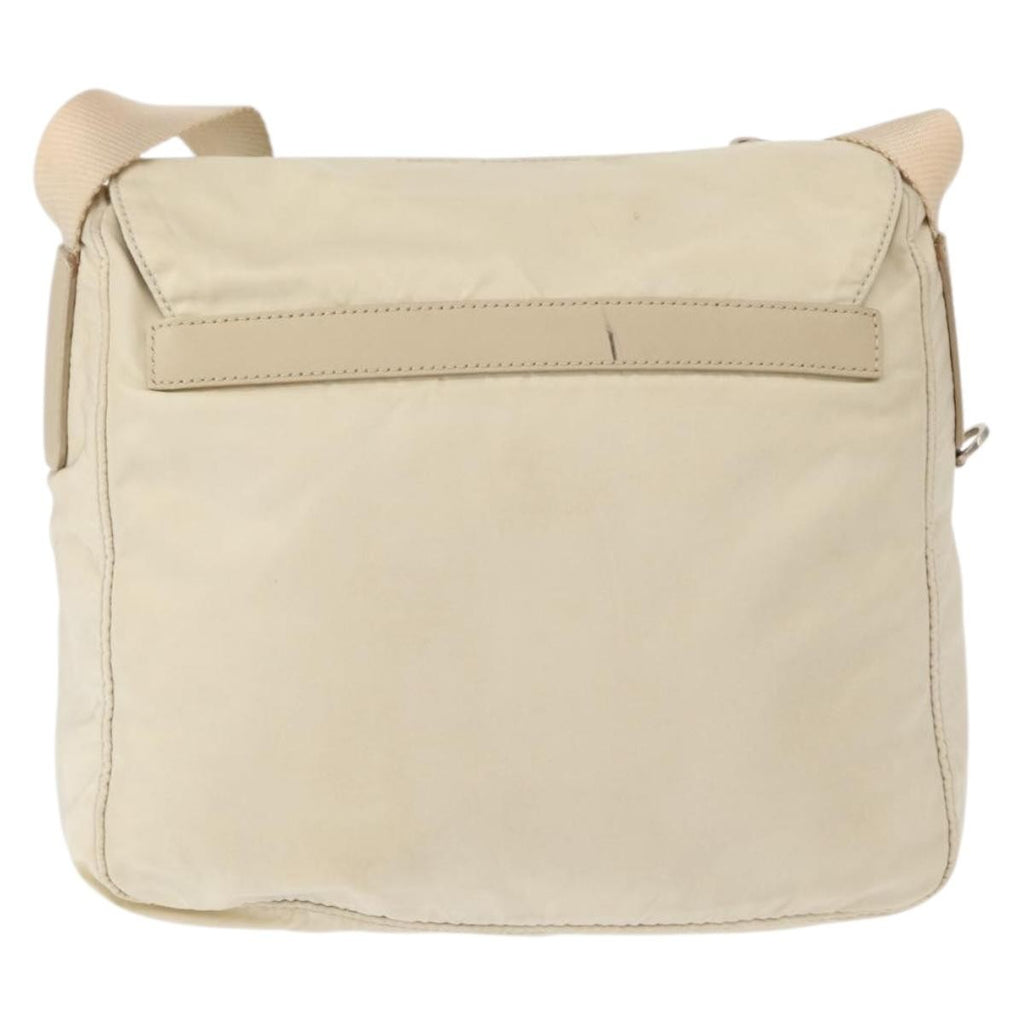 Prada Buckle Messenger Bag Tessuto Beige Nylon Shoulder Bag Bag