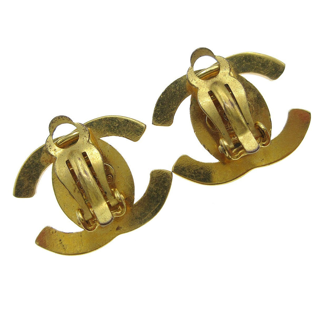 Chanel Cc Turnlock Clip-On Earrings Metal Gold Gold_Plated Earrings Jewelry
