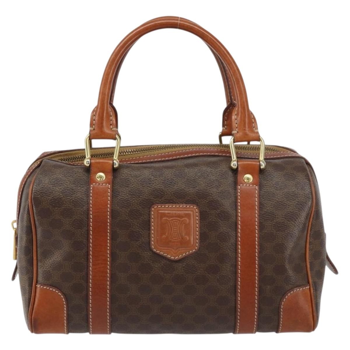 Celine Vintage Macadam Handbag Canvas And Leather Brown Canvas Handbag