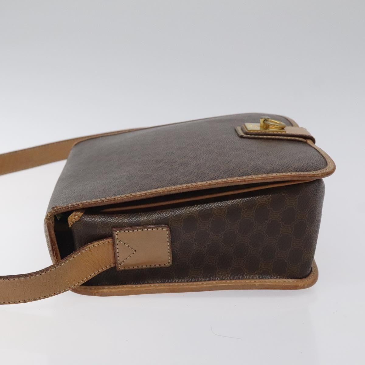 Celine Vintage Macadam Shoulder Bag Canvas And Leather Brown Canvas Shoulder Bag Bag