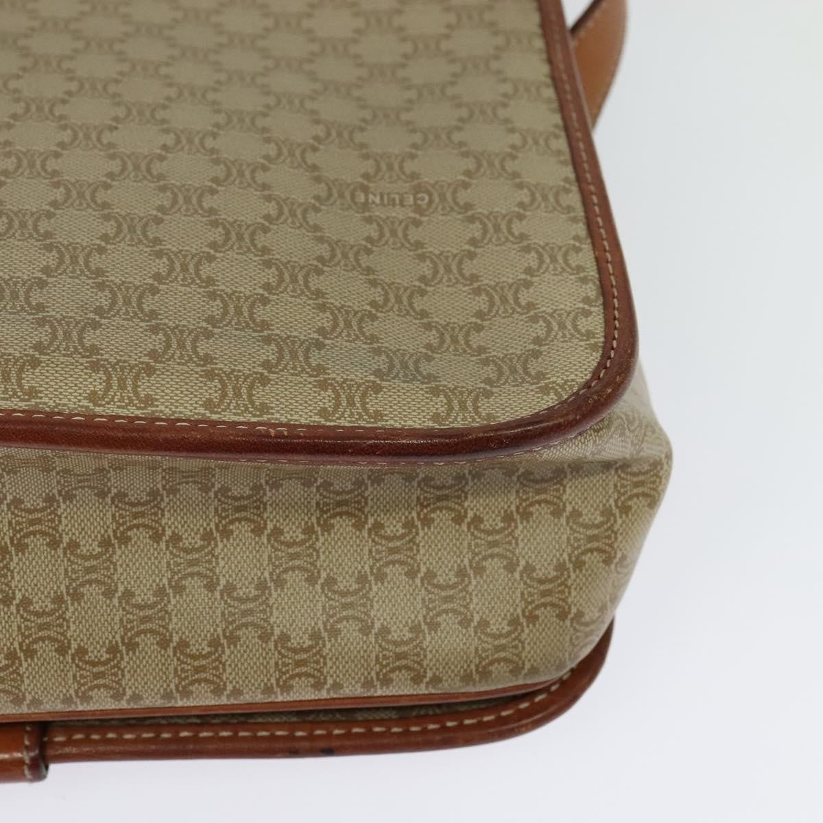 Celine Vintage Macadam Shoulder Bag Canvas And Leather Beige Canvas Shoulder Bag Bag
