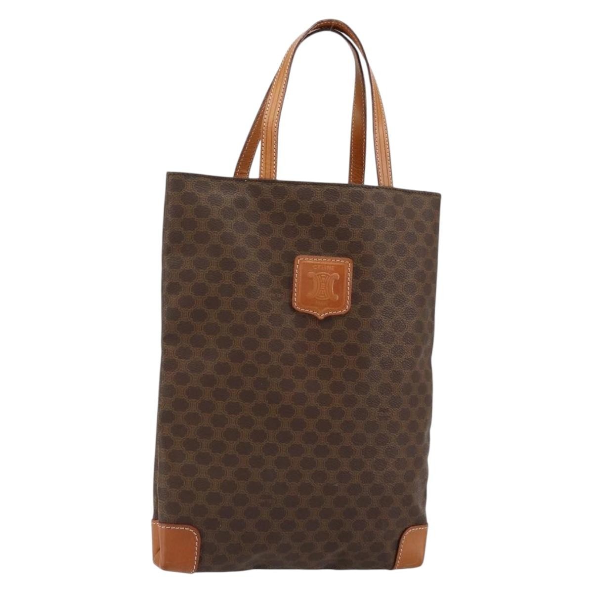 Celine Vintage Macadam Tote Bag Canvas Brown Canvas Tote Bag Bag