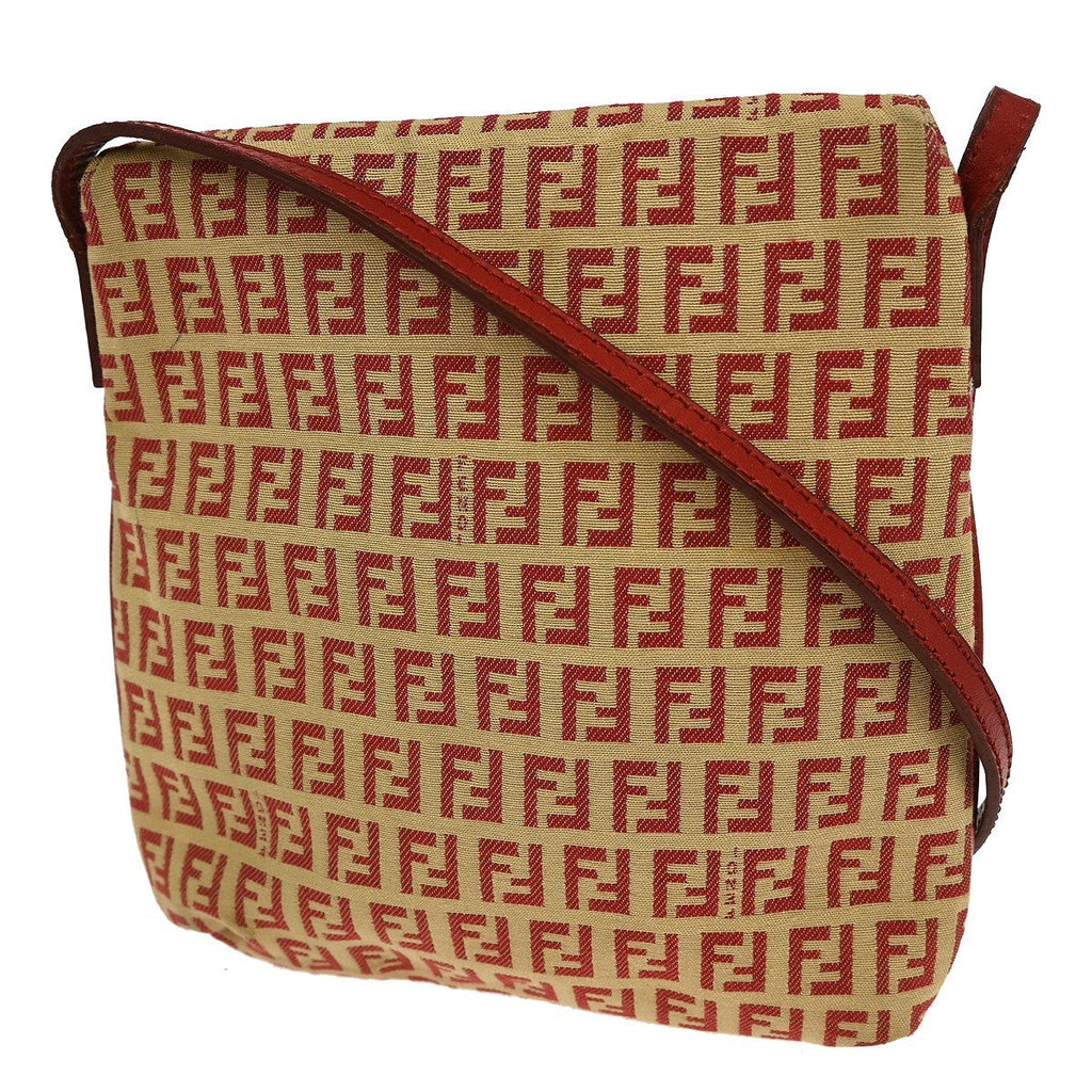 Fendi Vintage Flap Crossbody Bag Zucchino Coated Canvas Beige Canvas Shoulder Bag Bag