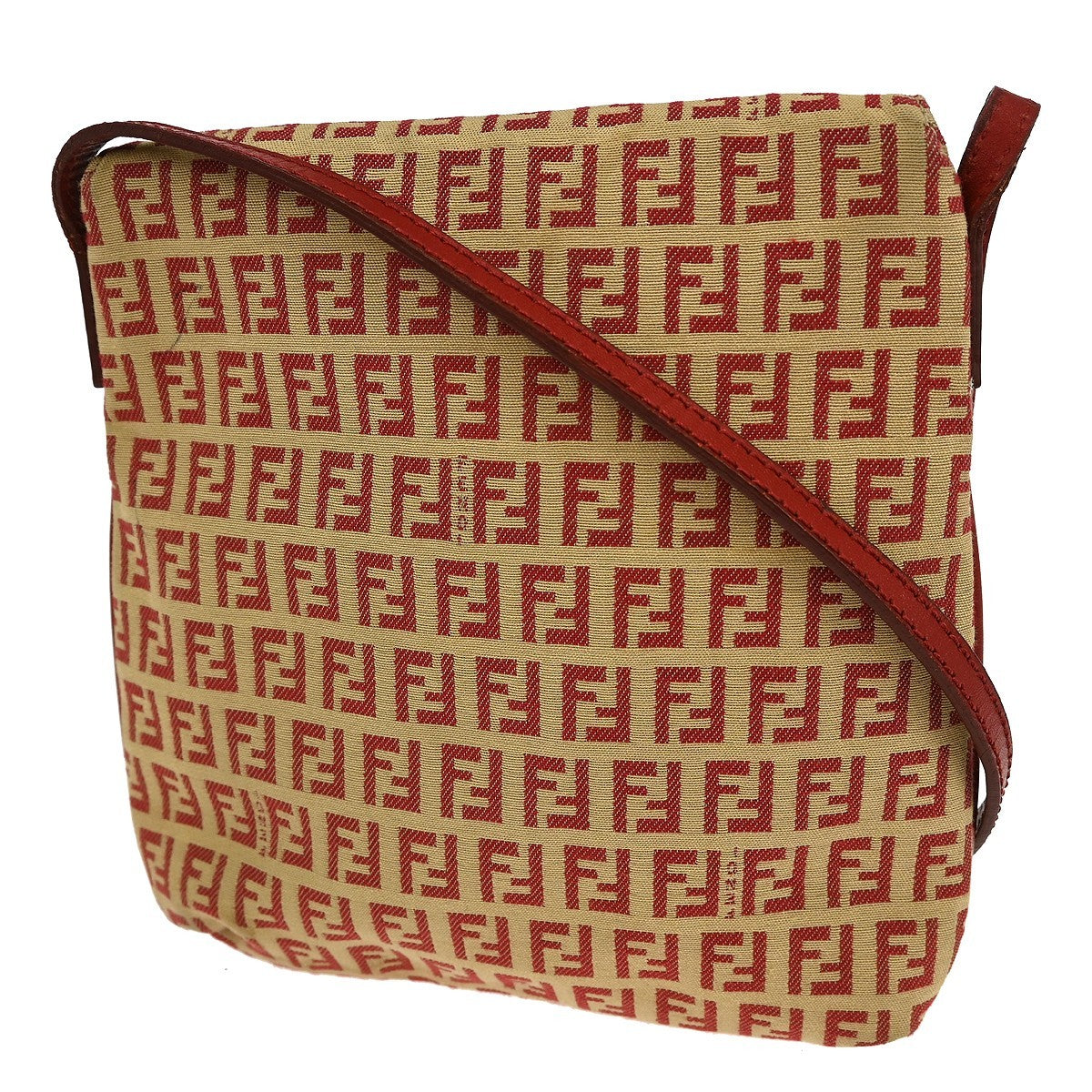 Fendi Vintage Flap Crossbody Bag Zucchino Coated Canvas Beige Canvas Shoulder Bag Bag