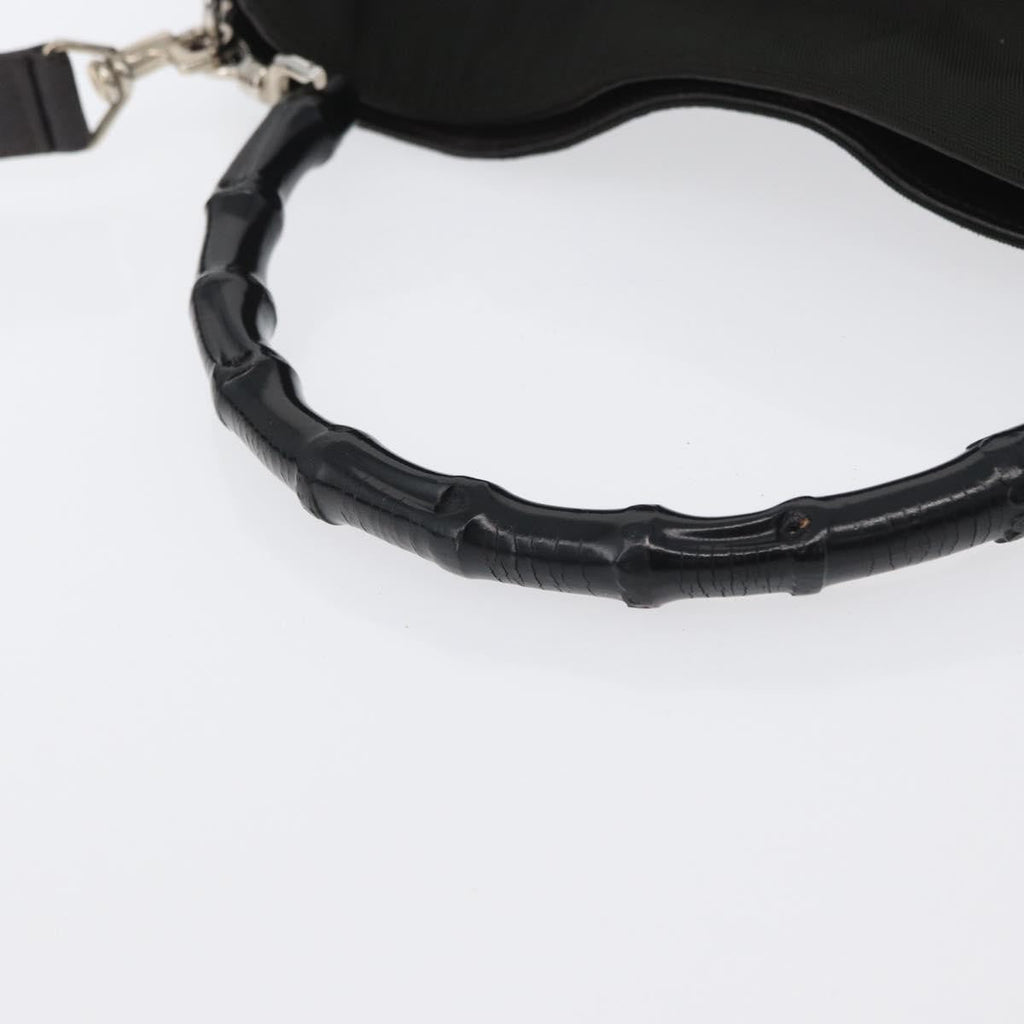Gucci Vintage Bamboo Handle Bag Nylon Black Nylon Handbag (Pre-Owned)