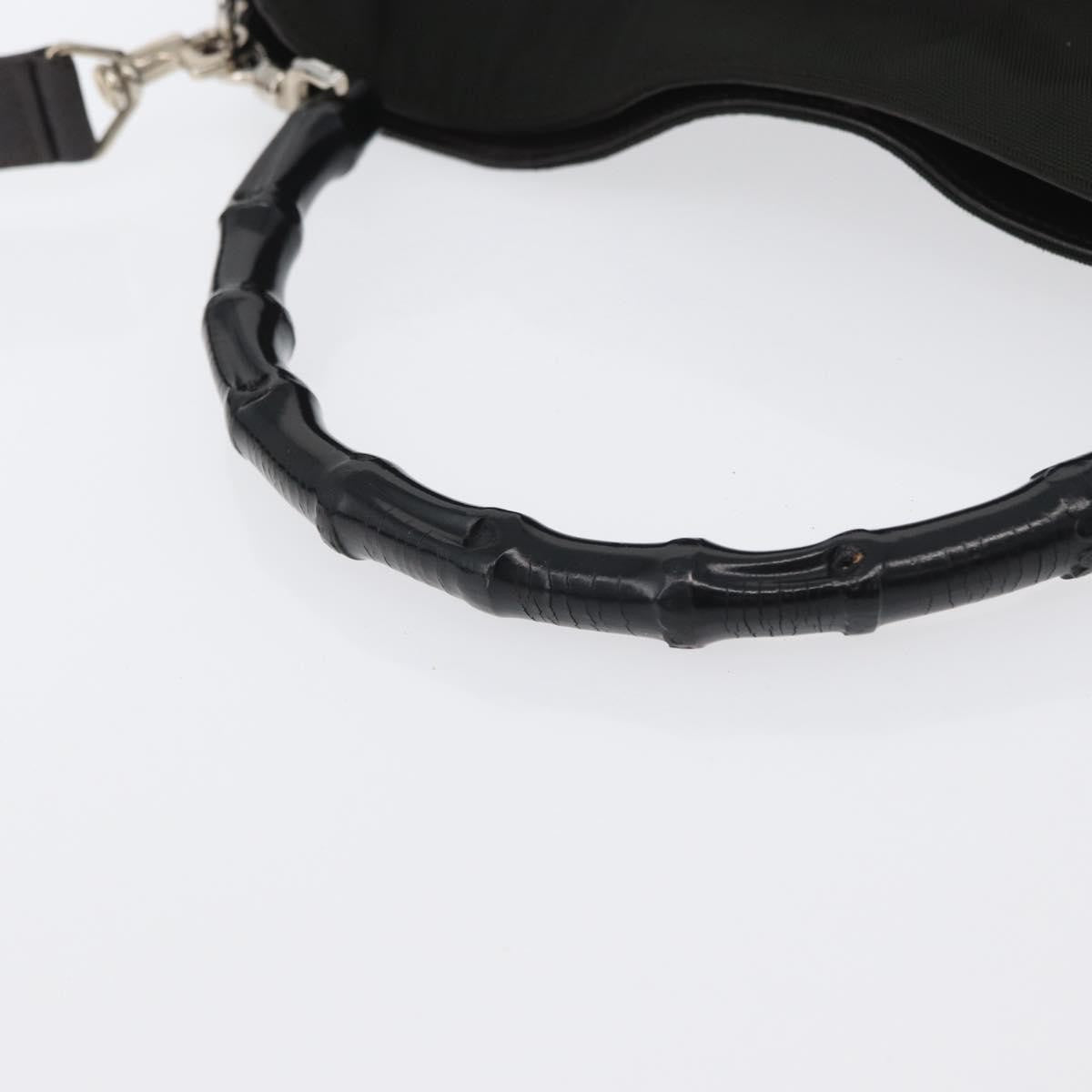 Gucci Vintage Bamboo Handle Bag Nylon Black Nylon Handbag (Pre-Owned)
