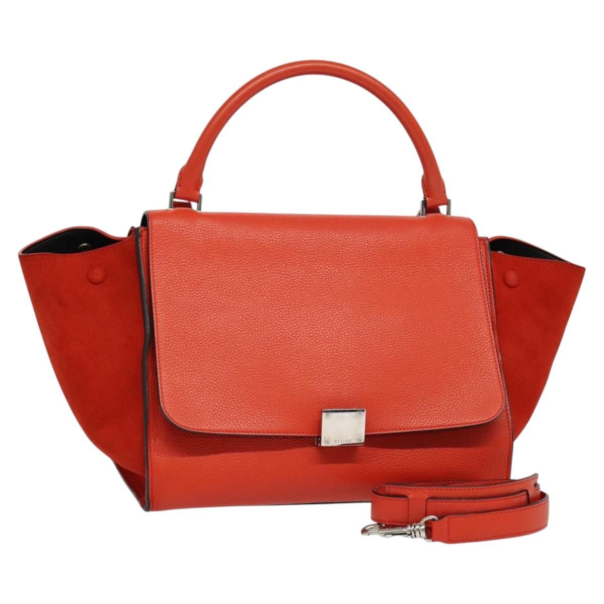 Celine Trapeze Bag Leather With Suede Red Leather Handbag