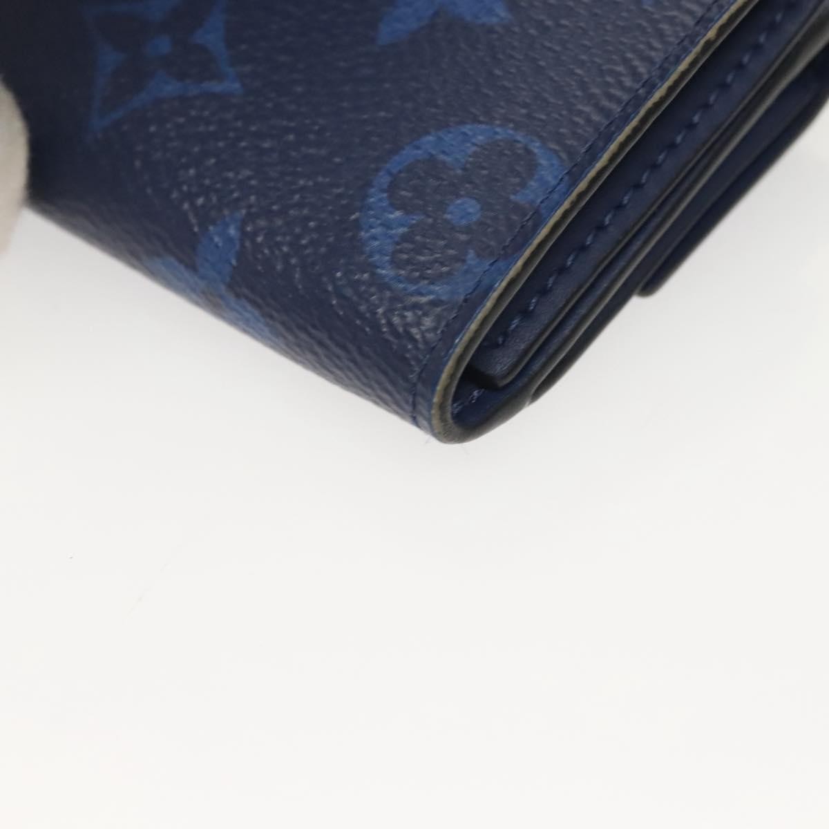 Louis Vuitton Discovery Wallet Monogram Taigarama Blue Leather Wallets Accessory