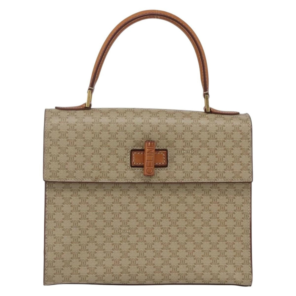 Celine Vintage Macadam Handbag Canvas And Leather Beige Canvas Handbag