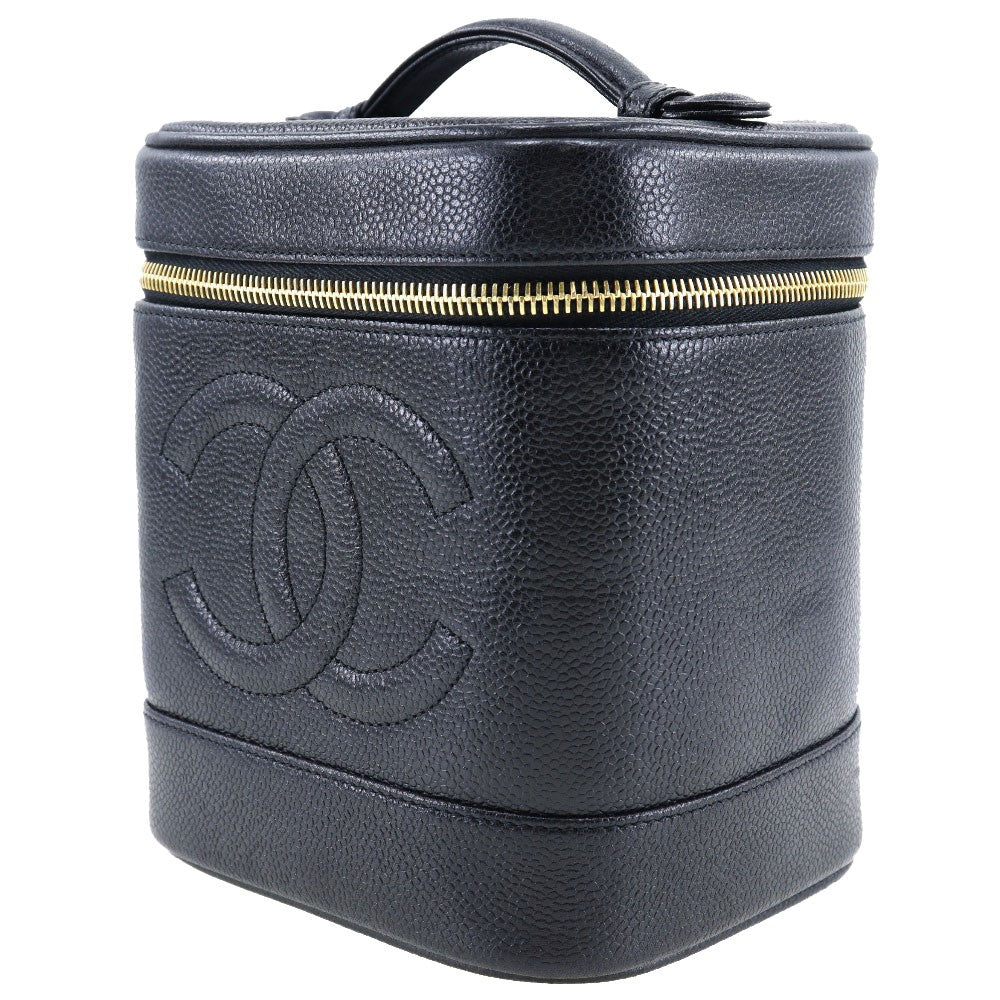 Chanel Vintage Timeless Cosmetic Case Caviar Black Leather Handbag