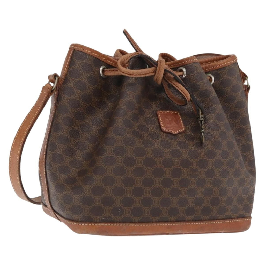Celine Vintage Macadam Shoulder Bag Canvas And Leather Brown Canvas Shoulder Bag Bag