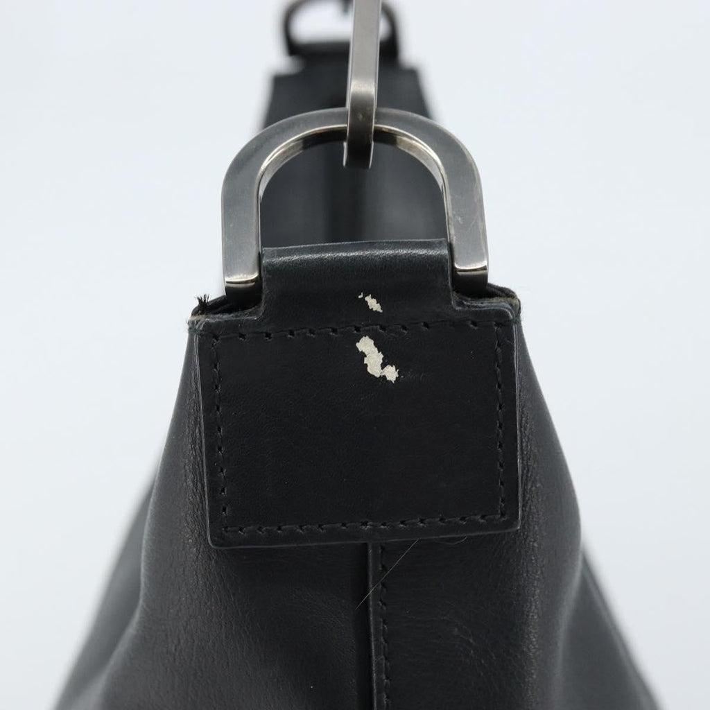 Gucci Vintage Bamboo Hobo Leather Black Leather Handbag (Pre-Owned)