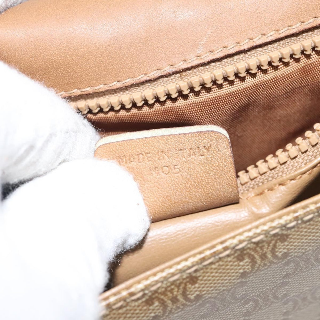 Celine Vintage Macadam Shoulder Bag Canvas And Leather Beige Canvas Shoulder Bag Bag