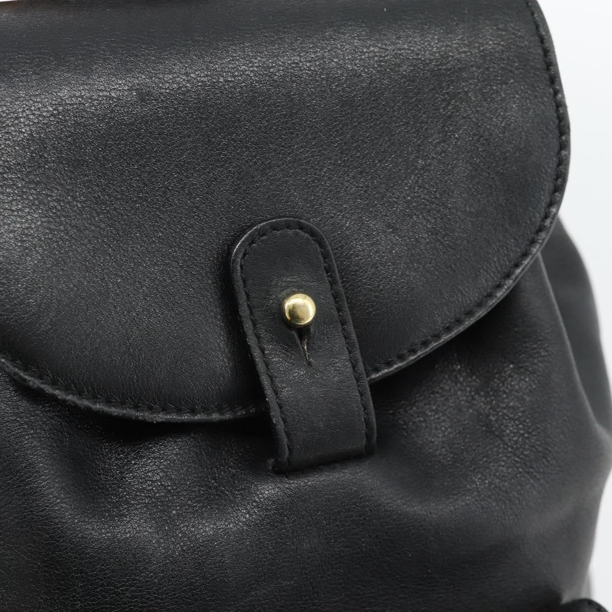 Gucci Vintage Bamboo Backpack Leather Black Leather Backpack Bag (Pre-Owned)