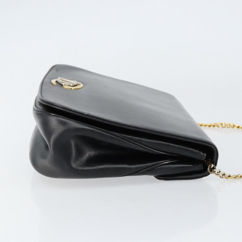 Christian Dior Vintage Chain Flap Shoulder Bag Leather Black Leather Shoulder Bag Bag (Pre-Owned)