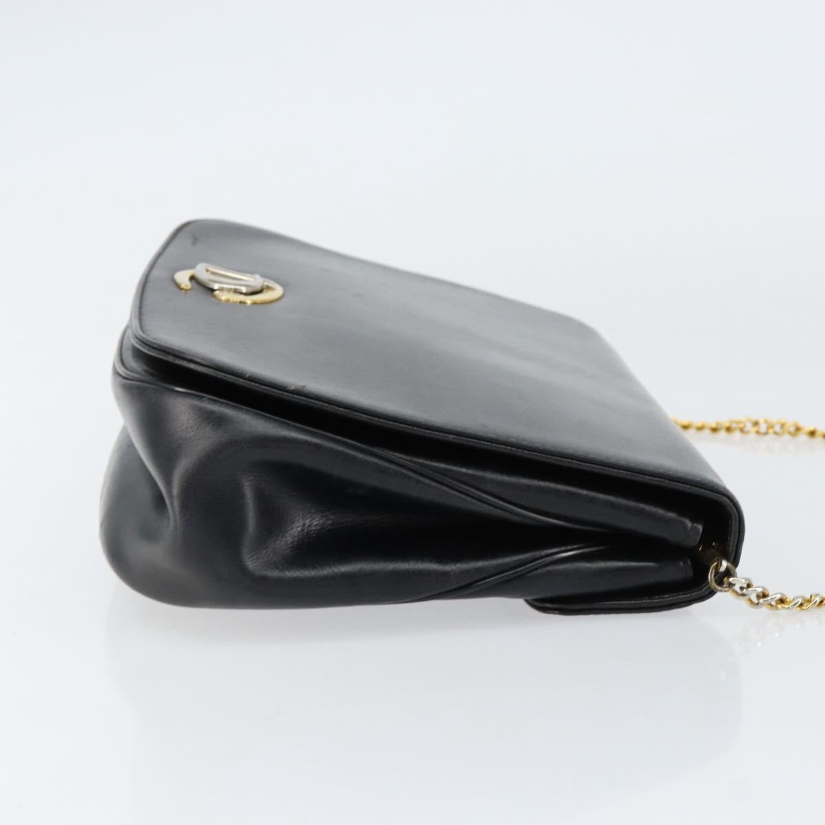 Christian Dior Vintage Chain Flap Shoulder Bag Leather Black Leather Shoulder Bag Bag (Pre-Owned)