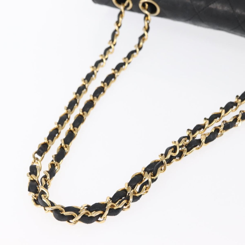 Chanel Vintage Mademoiselle Lock Trapezoid Flap Bag Quilted Lambskin Black Leather Shoulder Bag Bag