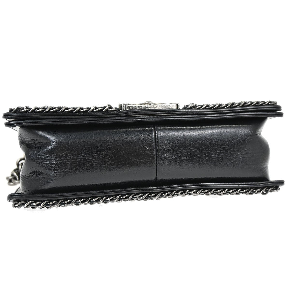 Chanel Boy Flap Bag Quilted Glazed Calfskin Black Leather Handbag