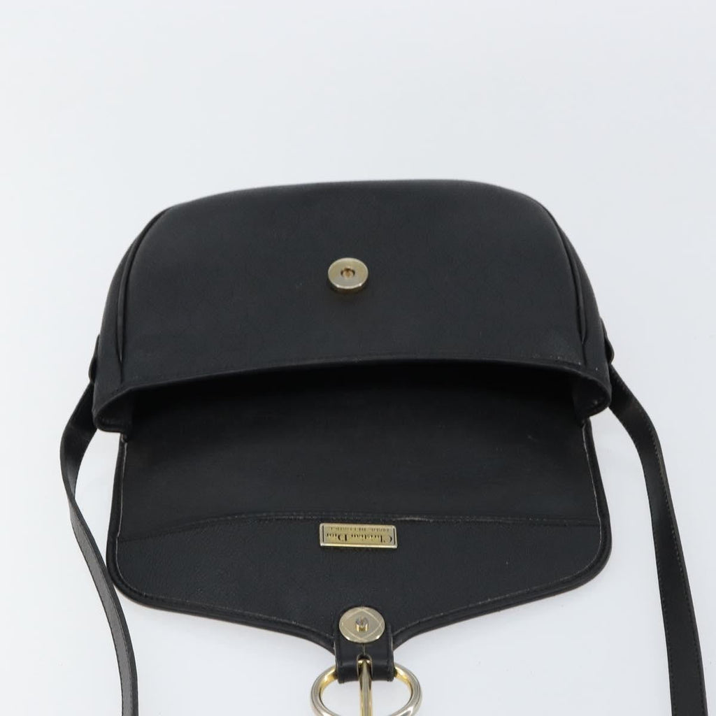Christian Dior Vintage Honeycomb Flap Crossbody Bag Canvas And Leather Black Canvas Shoulder Bag Bag (Pre-Owned)