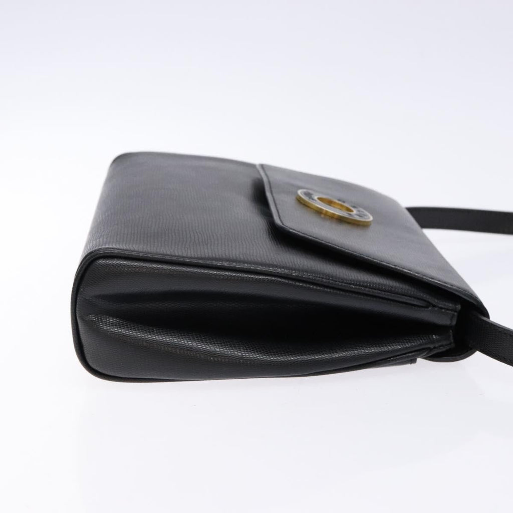 Celine Vintage Circle Logo Crossbody Bag Leather Black Leather Bag