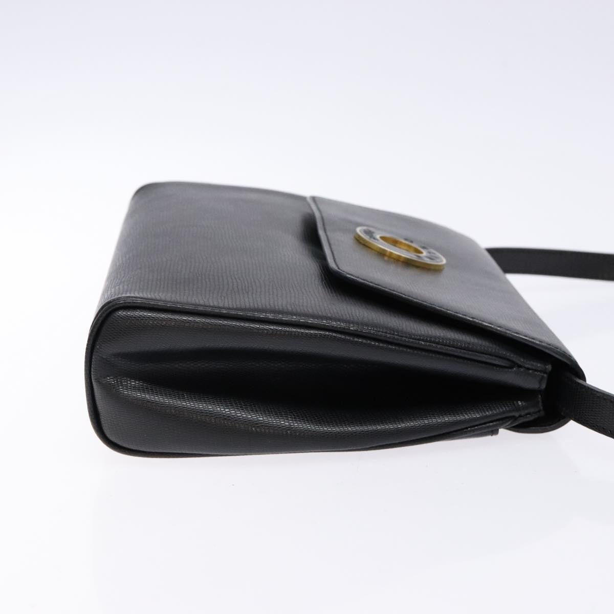 Celine Vintage Circle Logo Crossbody Bag Leather Black Leather Bag