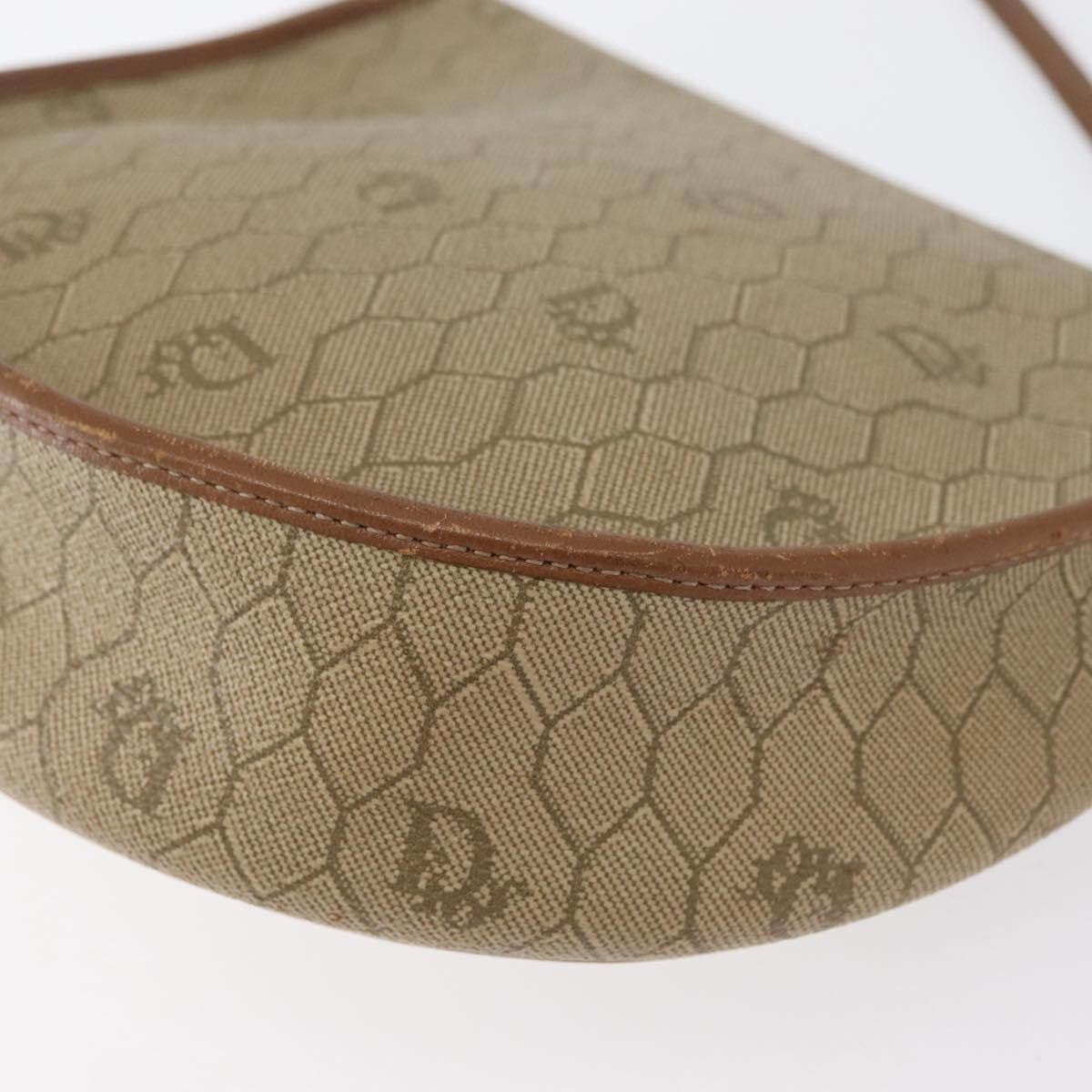 Christian Dior Vintage Honeycomb Flap Crossbody Bag Canvas And Leather Beige Canvas Shoulder Bag Bag (Pre-Owned)