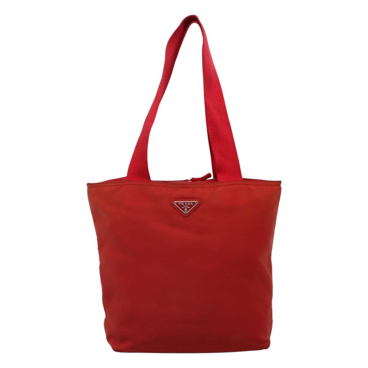 Prada Vintage Zip Tote Tessuto Red Nylon Tote Bag Bag