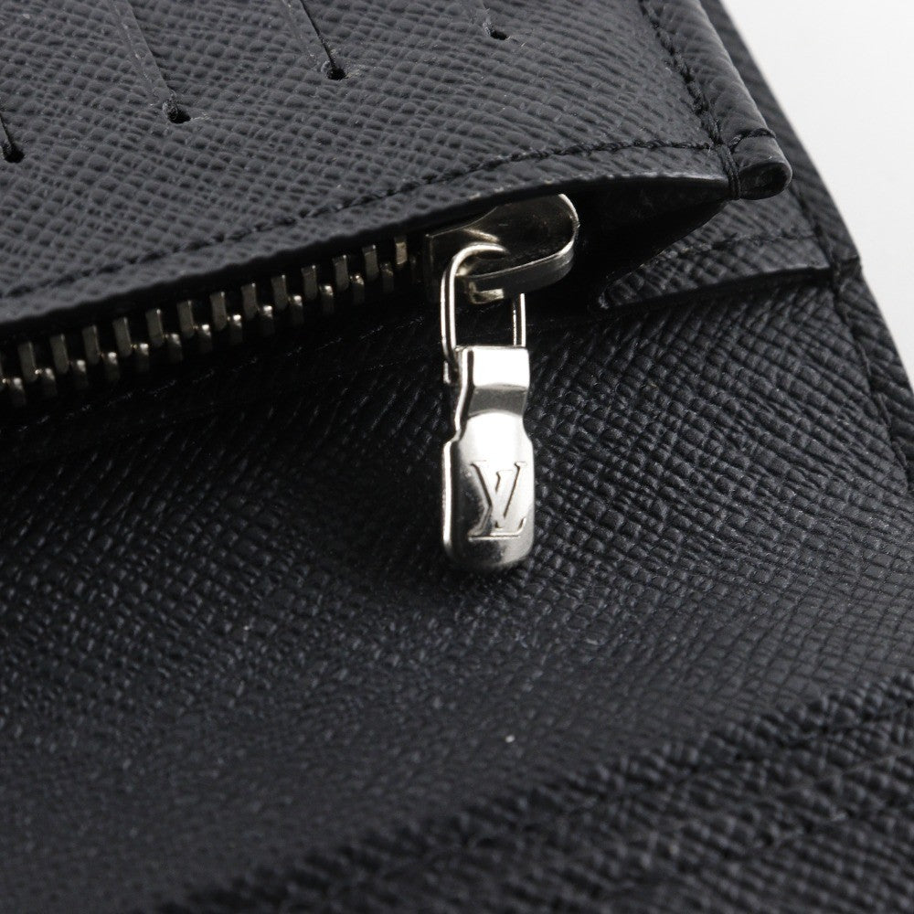 Louis Vuitton Brazza Long Bifold Wallet Taiga Leather Black Leather Wallets Accessory