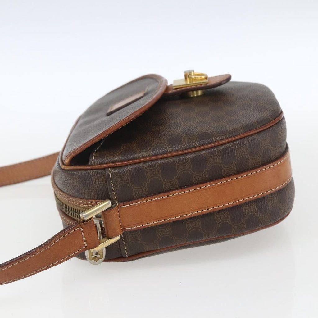 Celine Vintage Macadam Shoulder Bag Canvas And Leather Brown Canvas Shoulder Bag Bag