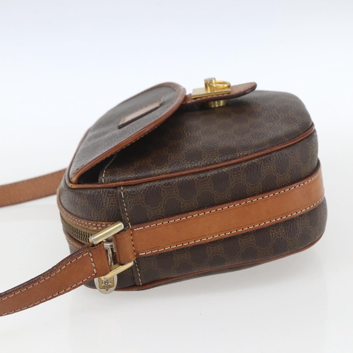 Celine Vintage Macadam Shoulder Bag Canvas And Leather Brown Canvas Shoulder Bag Bag