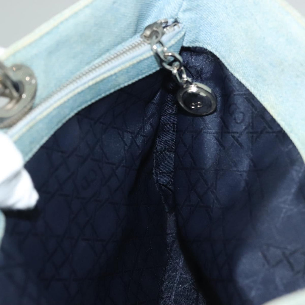 Christian Dior Vintage Lady Dior Bag Cannage Quilt Denim Blue Canvas Tote Bag Bag (Pre-Owned)