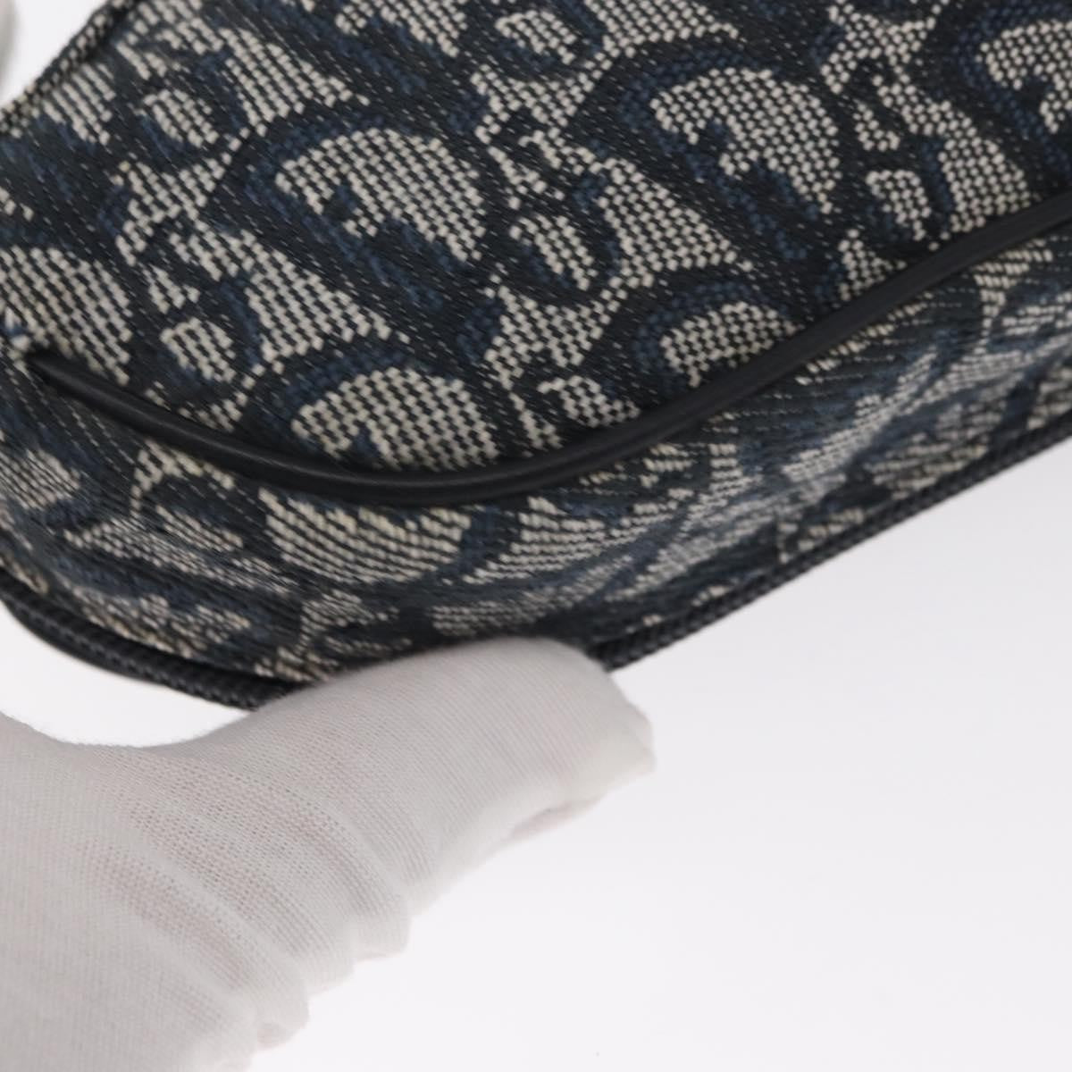 Christian Dior Saddle Zip Pouch Diorissimo Canvas Blue Canvas Clutche & Pouche Bag (Pre-Owned)