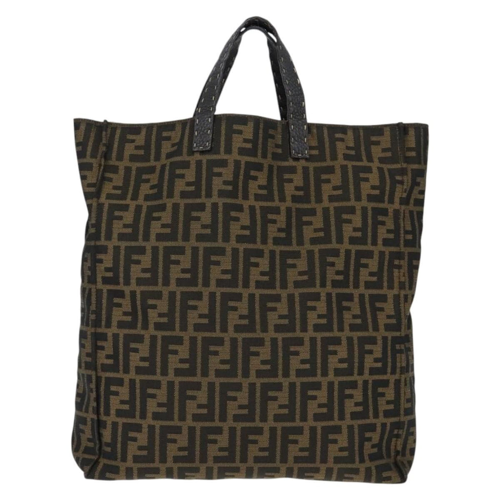 Fendi Open Shopping Tote Zucca Canvas Brown Canvas Tote Bag Bag